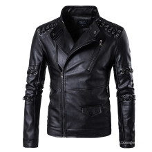 Veste en cuir moto pour homme, gros manteau en cuir